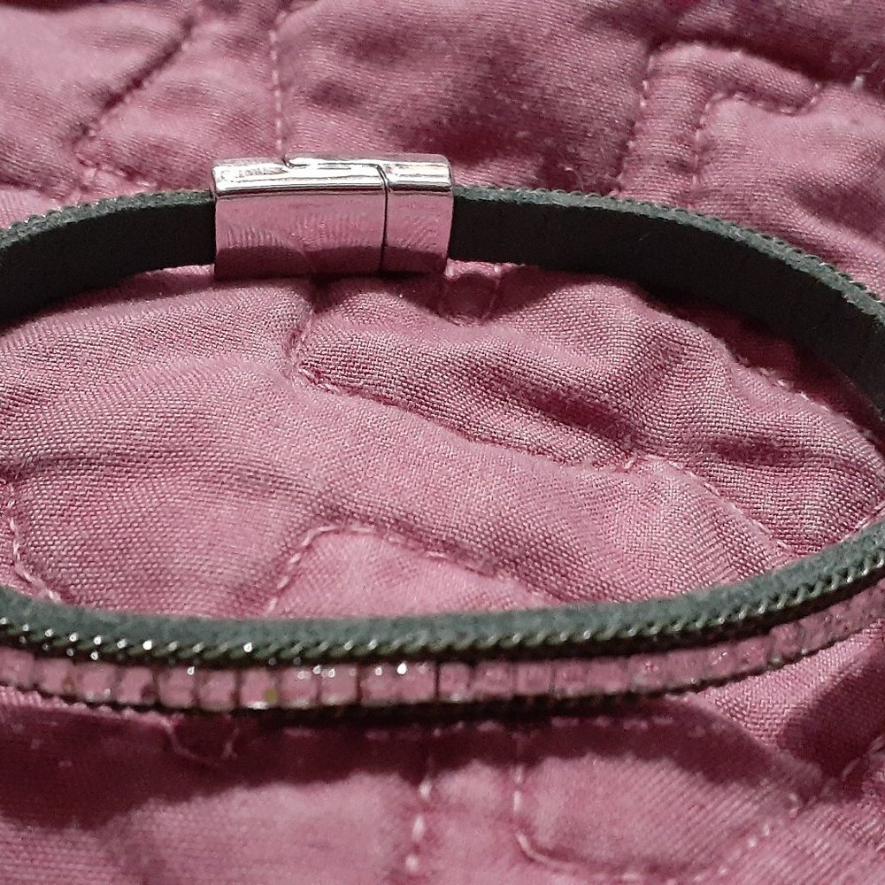 Hunter Green rhinestone and chain adorned bracelet